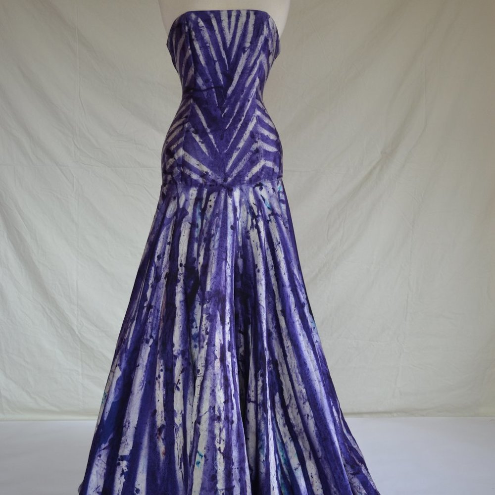Silk ballgown wedding Dress gala prom barbie purple blue black white dyed